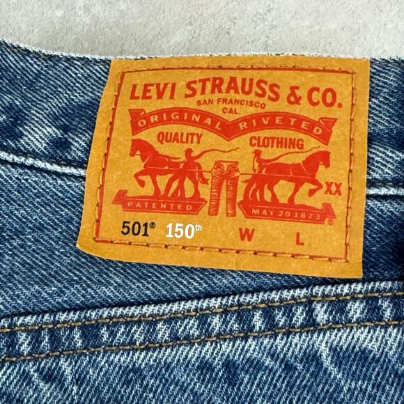 LEVI’S 501 150th Anniversary Edition Jeans W30 L29 Blue Straight Leg - Picture 4 of 12
